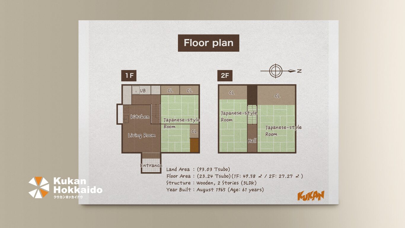 富良野・札幌エリアの不動産売買向けクリエイティブ制作事例、間取図や地図を掲載した販促用パンフレットデザインで物件の魅力を分かりやすく訴求