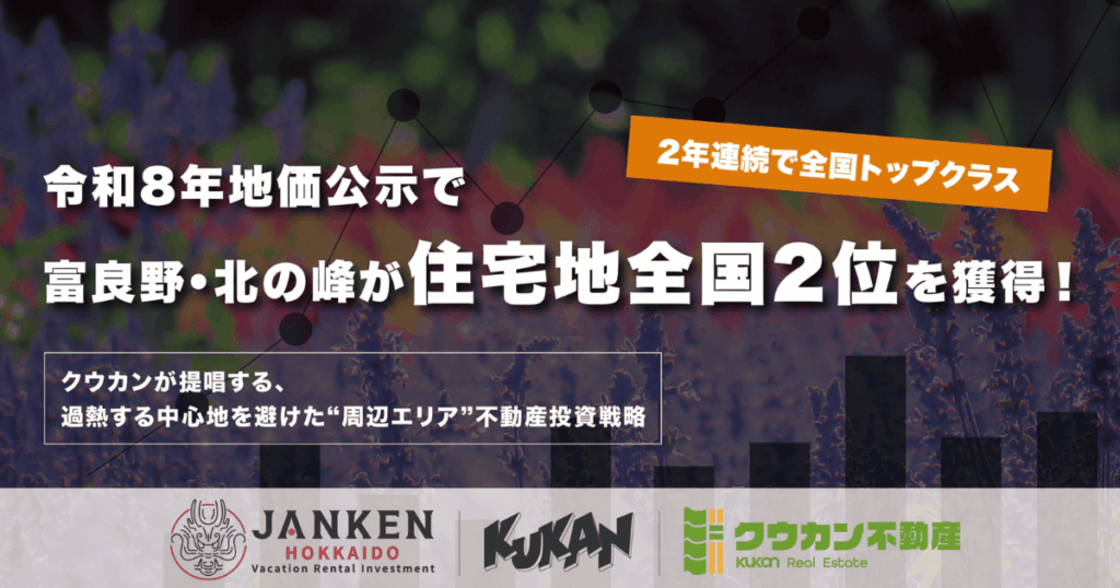 令和8年地価公示の富良野を背景とした中富良野・上富良野・山部の民泊不動産投資戦略アイキャッチ